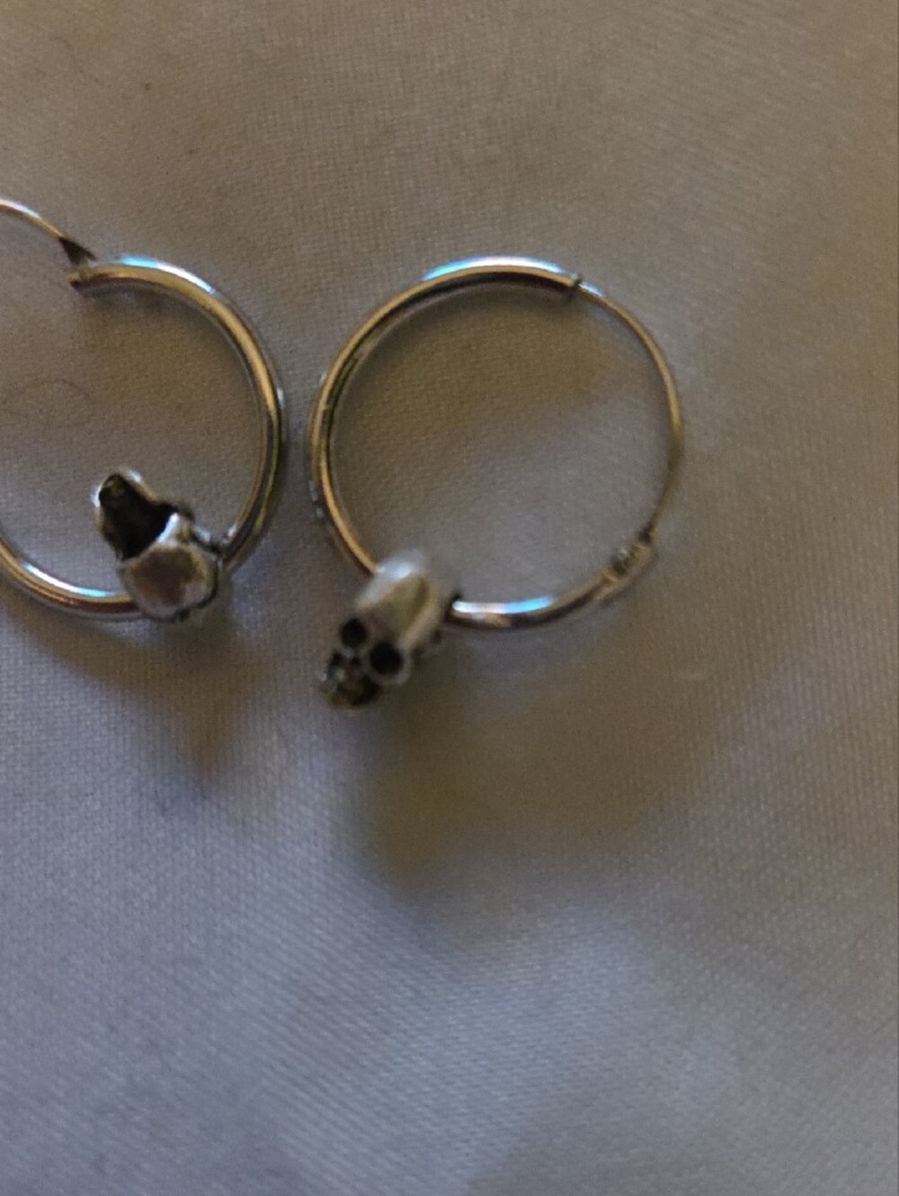 Sterling Silver Skull Hoop Earrings - Women Jewelry - Picture 4 of 5